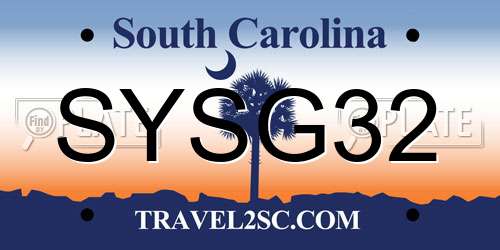 SYSG32 South Carolina License Plate