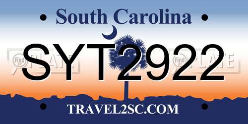SYT2922 South Carolina License Plate