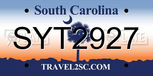 SYT2927 South Carolina License Plate