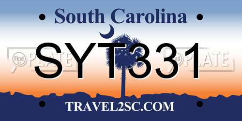 SYT331 South Carolina License Plate