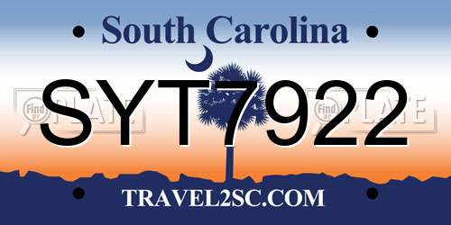 SYT7922 South Carolina License Plate