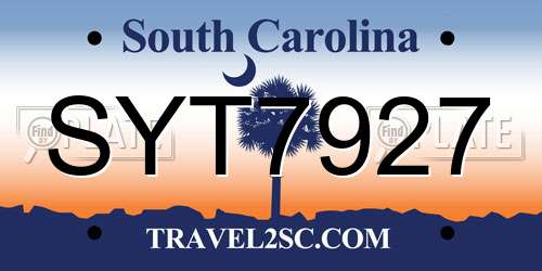 SYT7927 South Carolina License Plate