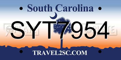 SYT7954 South Carolina License Plate