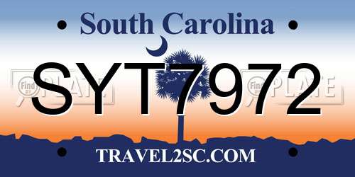 SYT7972 South Carolina License Plate