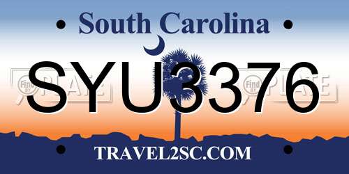 SYU3376 South Carolina License Plate