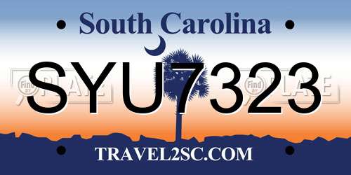 SYU7323 South Carolina License Plate