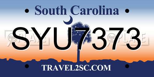 SYU7373 South Carolina License Plate
