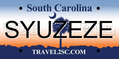 SYUZEZE South Carolina License Plate