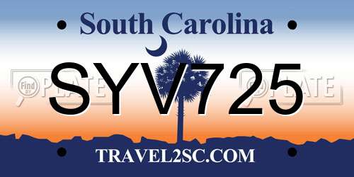 SYV725 South Carolina License Plate