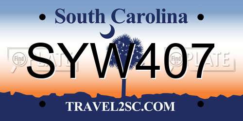 SYW407 South Carolina License Plate