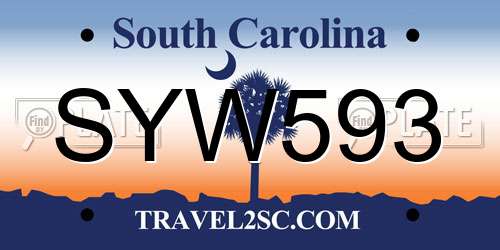 SYW593 South Carolina License Plate
