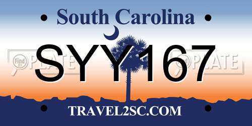 SYY167 South Carolina License Plate