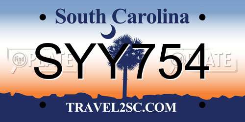 SYY754 South Carolina License Plate