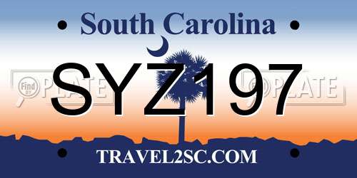 SYZ197 South Carolina License Plate
