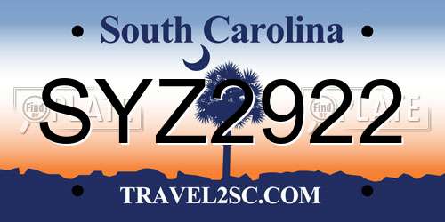 SYZ2922 South Carolina License Plate