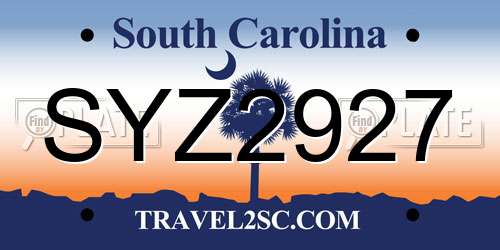 SYZ2927 South Carolina License Plate