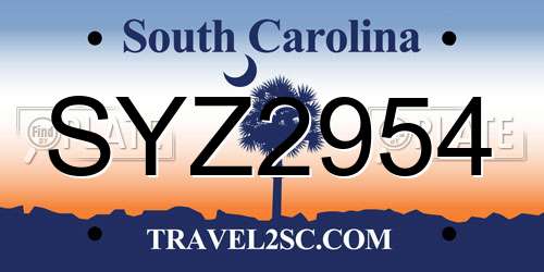 SYZ2954 South Carolina License Plate