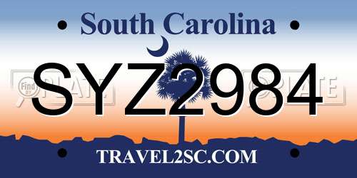 SYZ2984 South Carolina License Plate