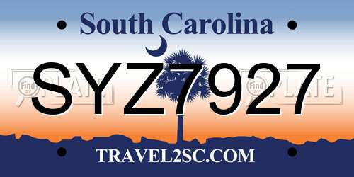 SYZ7927 South Carolina License Plate
