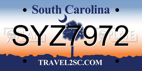 SYZ7972 South Carolina License Plate