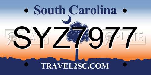 SYZ7977 South Carolina License Plate