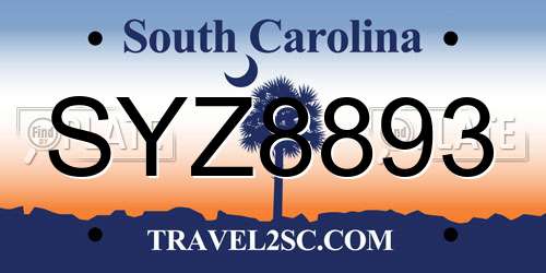 SYZ8893 South Carolina License Plate