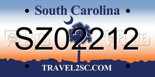 SZ02212 South Carolina License Plate