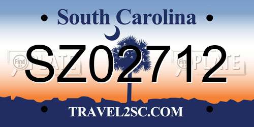 SZ02712 South Carolina License Plate