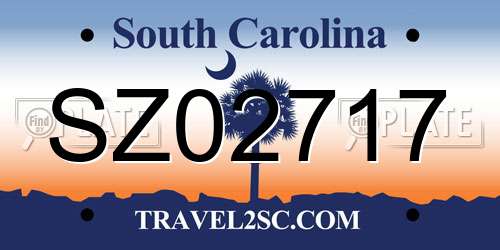 SZ02717 South Carolina License Plate