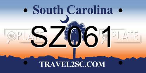 SZ061 South Carolina License Plate