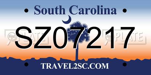 SZ07217 South Carolina License Plate
