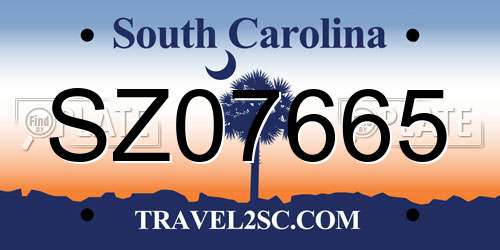 SZ07665 South Carolina License Plate