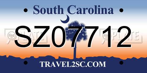 SZ07712 South Carolina License Plate