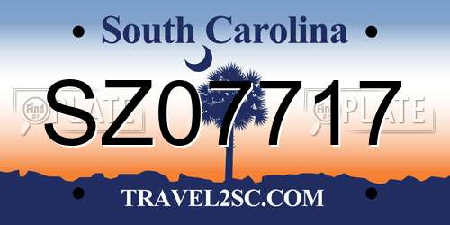 SZ07717 South Carolina License Plate