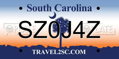 SZ0J4Z South Carolina License Plate