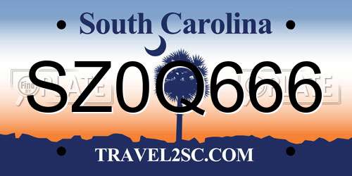 SZ0Q666 South Carolina License Plate