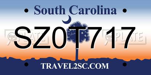 SZ0T717 South Carolina License Plate