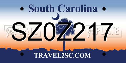 SZ0Z217 South Carolina License Plate