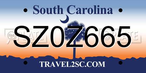 SZ0Z665 South Carolina License Plate