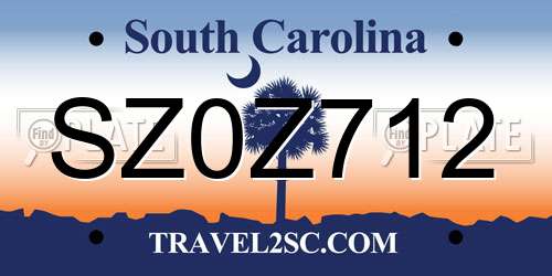SZ0Z712 South Carolina License Plate