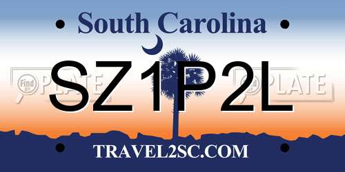 SZ1P2L South Carolina License Plate
