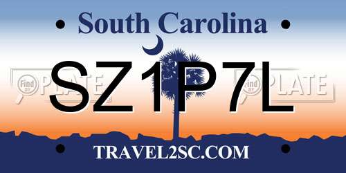 SZ1P7L South Carolina License Plate