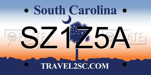 SZ1Z5A South Carolina License Plate