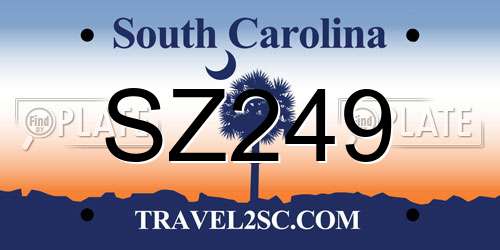 SZ249 South Carolina License Plate