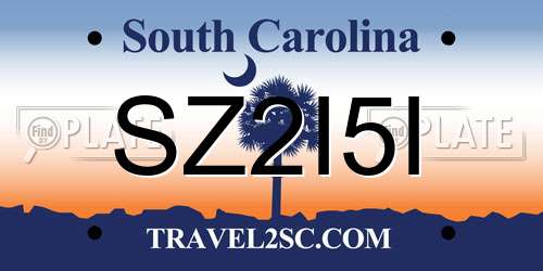 SZ2I5I South Carolina License Plate