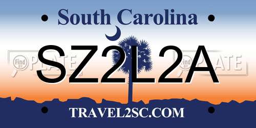 SZ2L2A South Carolina License Plate