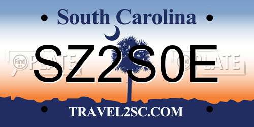 SZ2S0E South Carolina License Plate