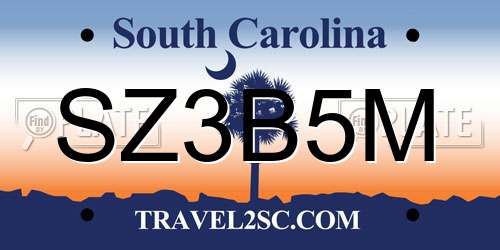SZ3B5M South Carolina License Plate