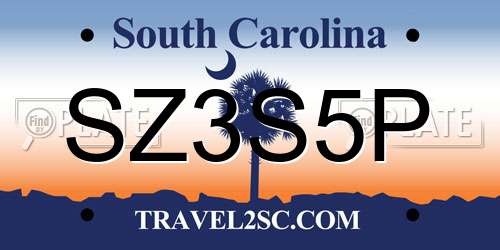 SZ3S5P South Carolina License Plate