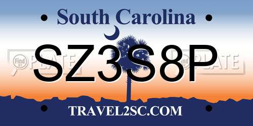 SZ3S8P South Carolina License Plate